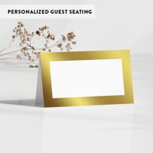 Andaz Press Table Tent Printable Place Cards, Metallic Gold 20-Pack,Seat Placement Cards Blank Place Cards for Table Settings Name Cards for Baby Shower, School Graduation Food Cards