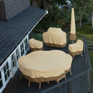 Classic Accessories Veranda Water-Resistant 30 Inch Bistro Round Patio Table & Chair Set Cover