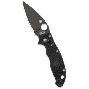 spyderco manix 2 lightweight signature knife with 3.37" cts bd1 black steel blade and black frcp handle - plainedge - c101pbbk2