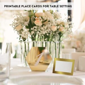 Andaz Press Table Tent Printable Place Cards, Metallic Gold 20-Pack,Seat Placement Cards Blank Place Cards for Table Settings Name Cards for Baby Shower, School Graduation Food Cards