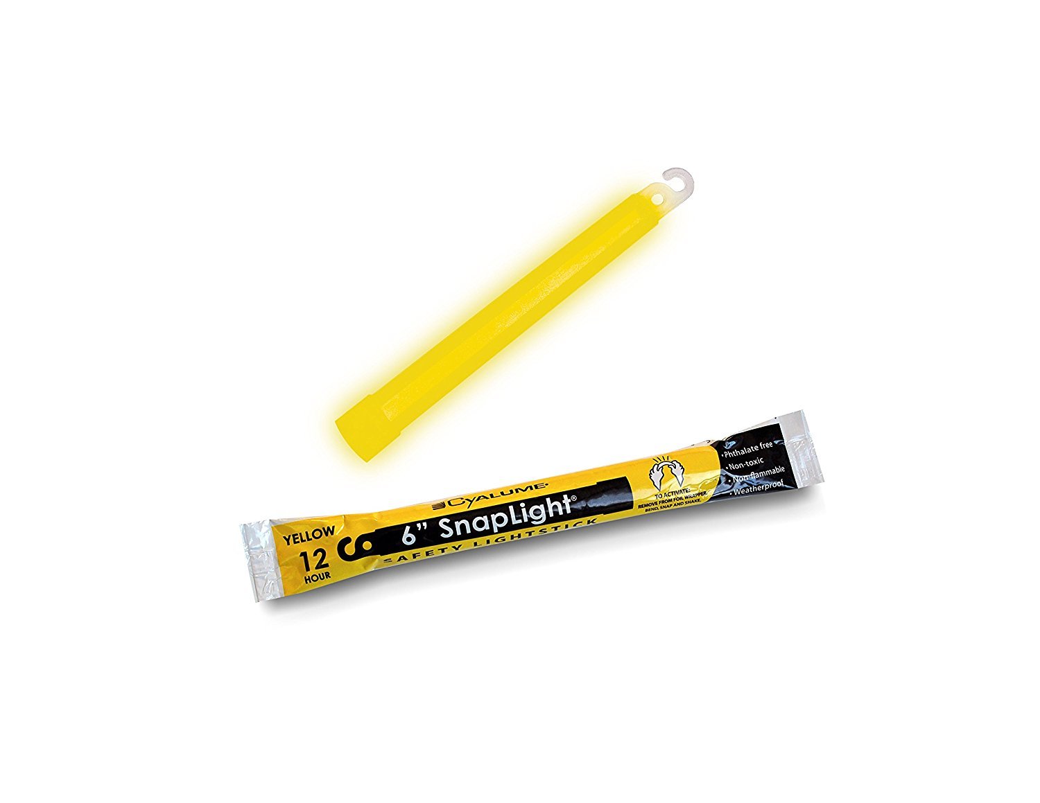 Cyalume Yellow Emergency Glow Sticks - Premium 6” SnapLight Survival Glow Sticks with 8 Hour Duration for Use as Emergency Flares and Hiking Safety Gear (Bulk Pack of 30 Safety Glow Sticks)