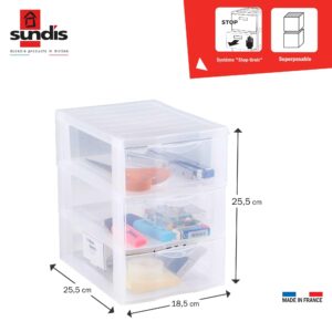 Sundis Orgamix Mini Storage Tower Plastic Clear/Silver, transparent, L25.5 x l.18,5 x H25,5cm