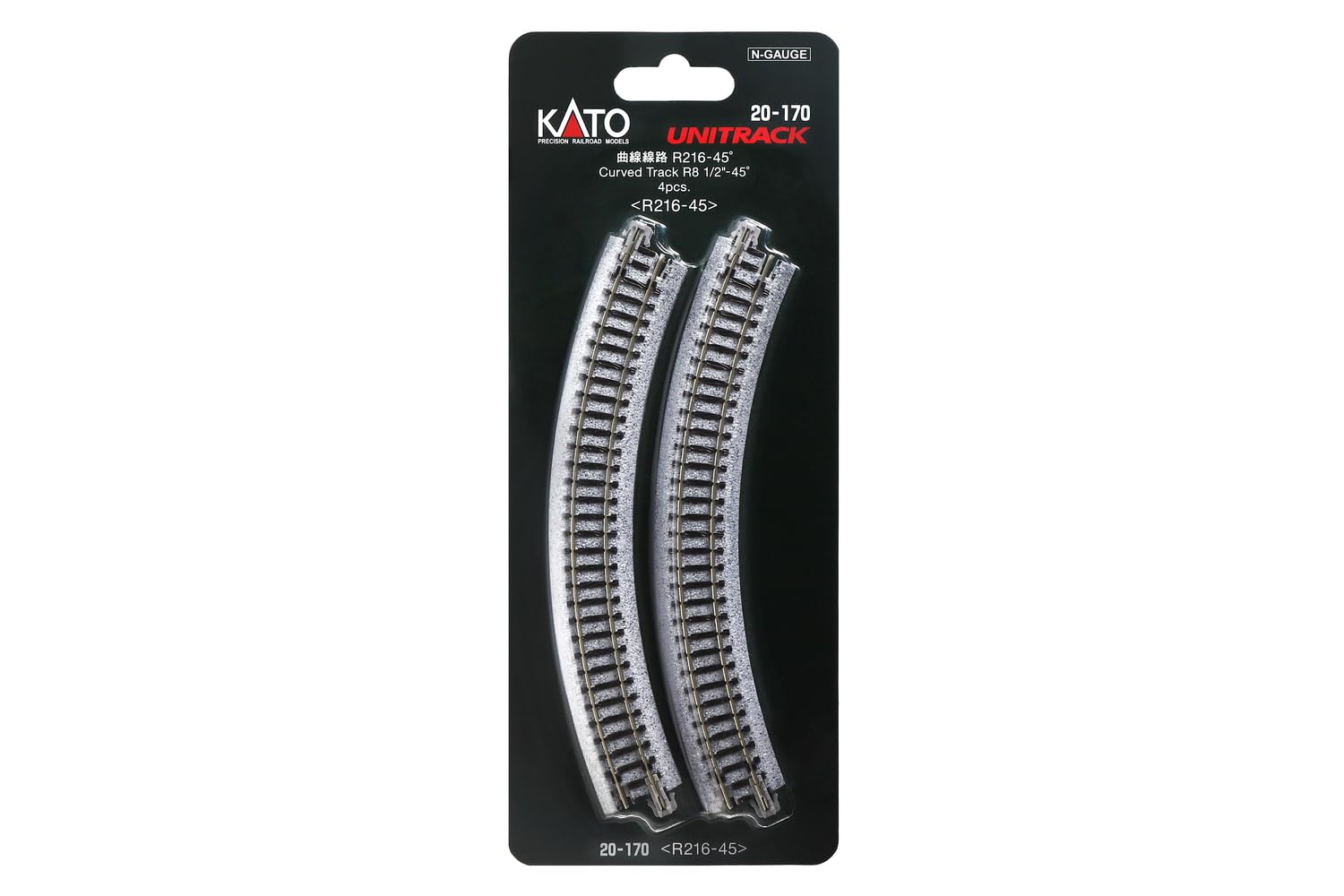 Kato 20-170 N Unitrack 8 1/2 Radius 45 deg Curve 4pcs