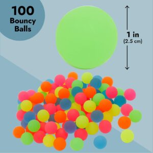 Juvale 100 Pack Bouncy Balls for Kids Bulk - 1 inch/ 25mm Rubber Super Bounce Balls for Birthday Party Favors, Prizes, Gifts (Neon)