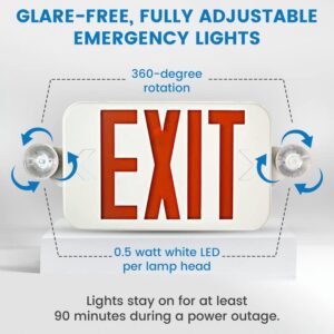 Ciata Lighting Emergency Exit Lights with Battery Backup - High Visibility Fire Exit Signs - Universal Emergency Lights for Business or Residential - Rechargeable Exit Sign Battery Included