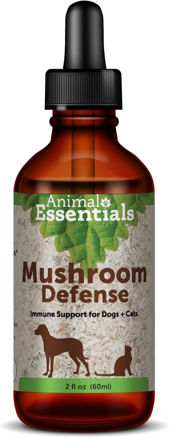 Animal Essentials Mushroom Defense - Immune System Support for Dogs & Cats, Natural Antioxidant, Mushrooms, for All Ages, Organic Herbs - 2 Fl Oz