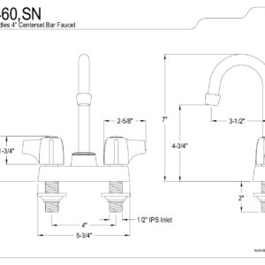 Elements of Design EB460 Franklin 4" Centerset Bar Faucet, 3-1/2" in Spout Reach, Polished Chrome