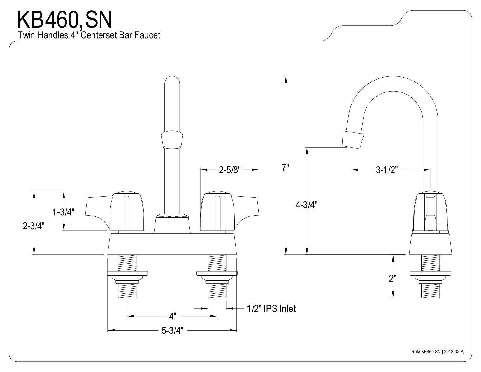 Elements of Design EB460 Franklin 4" Centerset Bar Faucet, 3-1/2" in Spout Reach, Polished Chrome