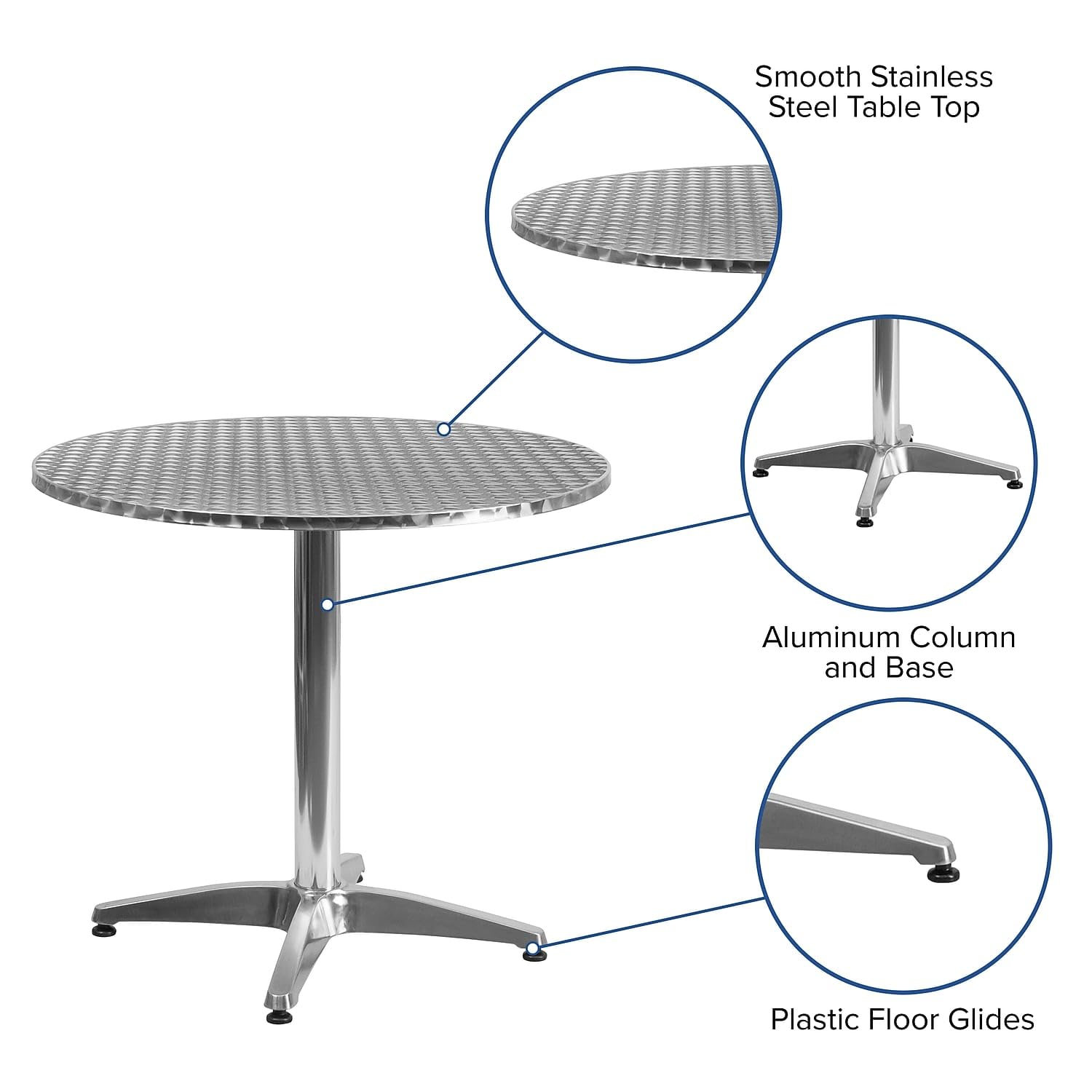 Flash Furniture Mellie 31.5'' Round Aluminum Indoor-Outdoor Table with Base