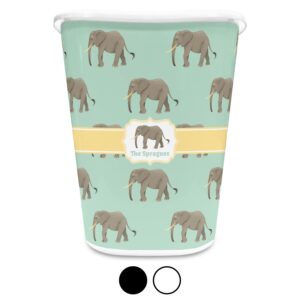 RNK Shops Personalized Elephant Waste Basket - Single Sided (White)