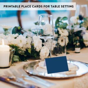 Andaz Press Table Tent Printable Place Cards, Navy Blue 20-Pack, Seat Placement Cards Blank Place Cards For Table Settings Name Cards for Baby Bridal Wedding Shower, School Graduation Food Cards