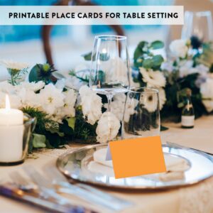 Andaz Press Table Tent Printable Place Cards, Orange 20-Pack, Seat Placement Cards Blank Place Cards For Table Settings Name Cards for Baby Bridal Wedding Shower, School Graduation Food Cards