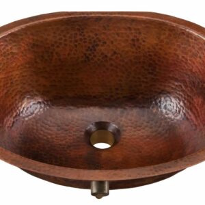 Sinkology SB207-19AG Freud Undermount Oval Handmade Pure Solid Bathroom Overflow, 19-1/4", Aged Copper Bath Sink