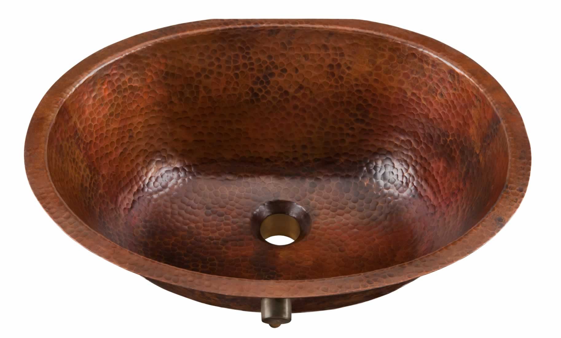 Sinkology SB207-19AG Freud Undermount Oval Handmade Pure Solid Bathroom Overflow, 19-1/4", Aged Copper Bath Sink