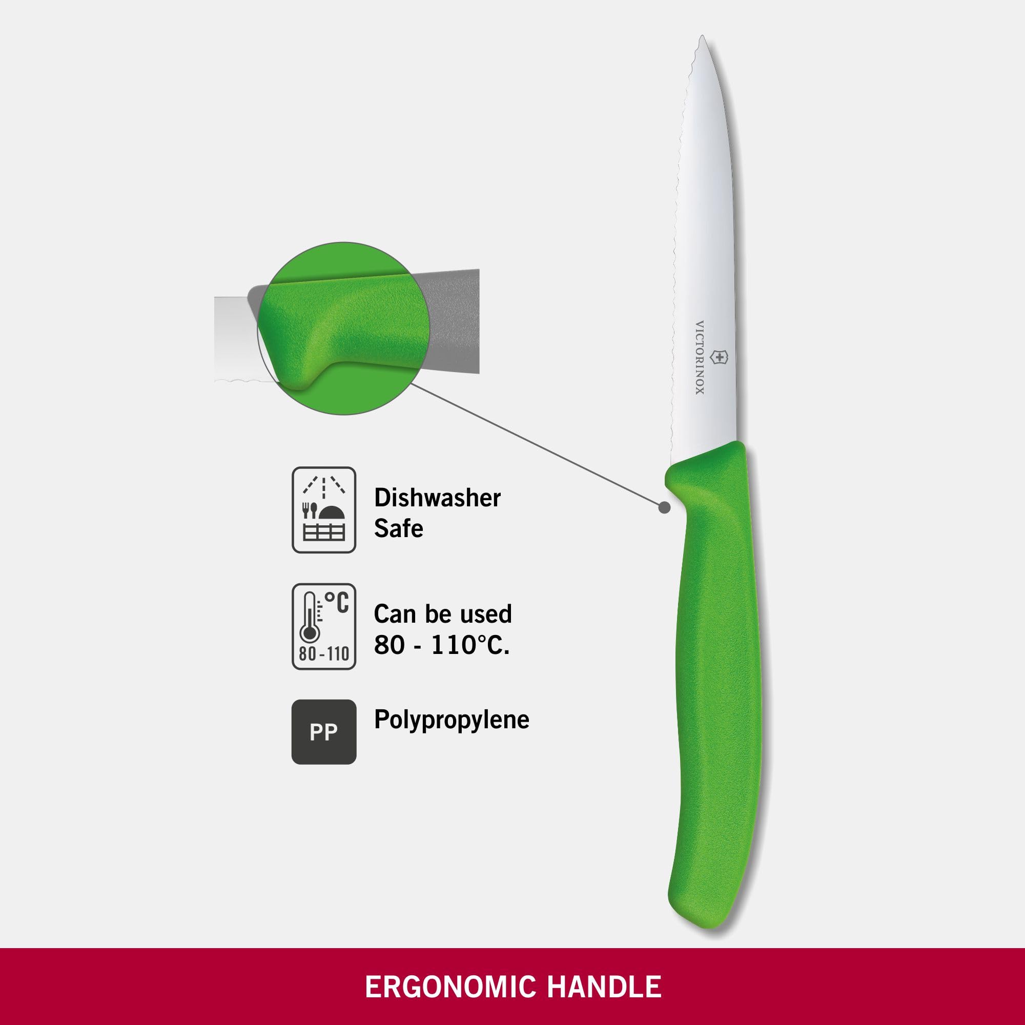 Victorinox 6.7736.L4 Swiss Classic Paring Knife for Cutting and Preparing Fruit and Vegetables Serrated Blade in Green 3.9 inches