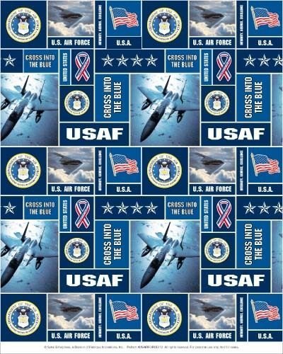 Sykel Enterprises Fleece United States of America Air Force USA Military Fleece Fabric Print by The Yard ousaf012s