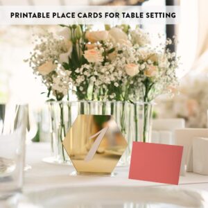 Andaz Press Table Tent Printable Place Cards, Coral 20-Pack, Seat Placement Cards Blank Place Cards For Table Settings Name Cards for Baby Bridal Wedding Shower, School Graduation Food Cards