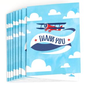 Big Dot of Happiness Taking Flight - Airplane - Vintage Plane Baby Shower or Birthday Party Thank You Cards (8 count)