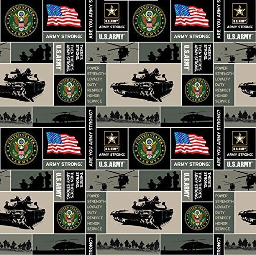 Sykel Enterprises Fleece United States of America Army USA Military Fleece Fabric Print by The Yard oarmy012s Officially Licensed