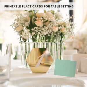 Andaz Press Table Tent Printable Place Cards, Mint Green 20-Pack, Seat Placement Cards Place cards Table Settings Name Cards for Baby Bridal Wedding Shower, School Graduation Food Cards