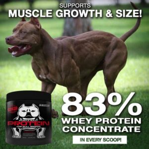 Muscle Bully Protein Supplement for Dogs - Supports Muscle Growth, Size and Recovery. Formulated for Bull Breeds (Pit Bulls, American Bullies, French Bulldogs & Bulldogs) (60 Servings)