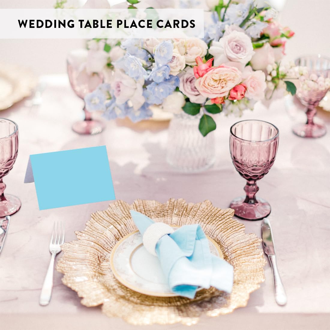 Andaz Press Table Tent Printable Place Cards, Baby Blue 20-Pack, Seat Placement Cards Place cards Table Settings Name Cards for Baby Bridal Wedding Shower, School Graduation Food Cards