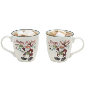 Pfaltzgraff Winterberry Mug Porcelain Naughty And Nice (Set of 2), 20 oz, Assorted -