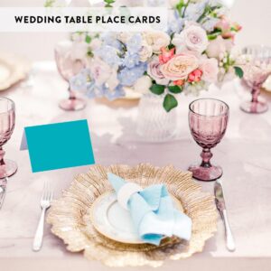 Andaz Press Table Tent Printable Place Cards, Aqua 20-Pack Seat Placement Cards Blank Place Cards Table Settings Name Cards for Baby Bridal Wedding Shower School Graduation Food Cards Blue Place Cards