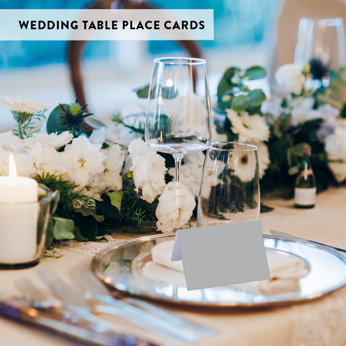 Andaz Press Table Tent Printable Place Cards, Gray 20-Pack, Seat Placement Cards Blank Place Cards Table Settings Name Cards for Baby Bridal Wedding, School Graduation Food Cards Grey Place Cards