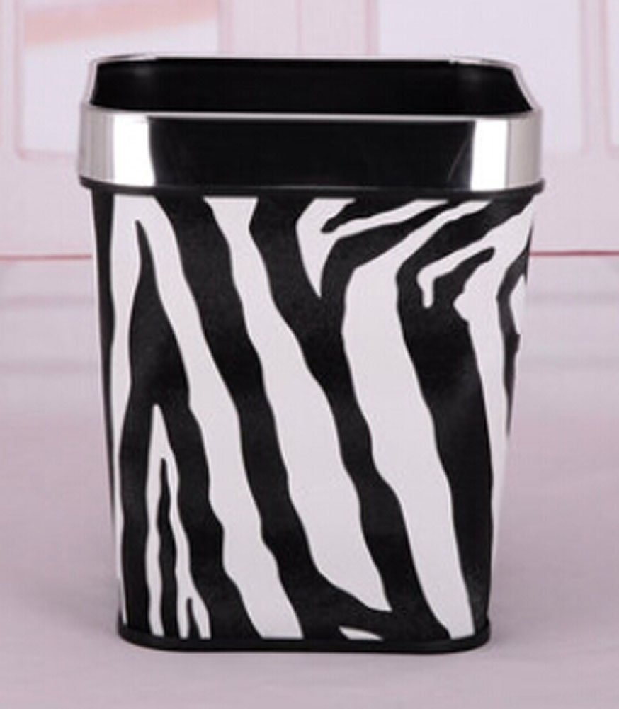 Trash Cans European Fashion Without Cover Trash Bins Kitchen Bathroom Square Small (Zebra)