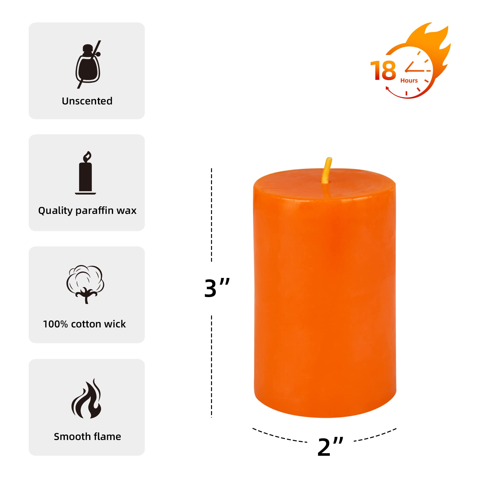 Jeco 3 Inch Orange Pillar Candle