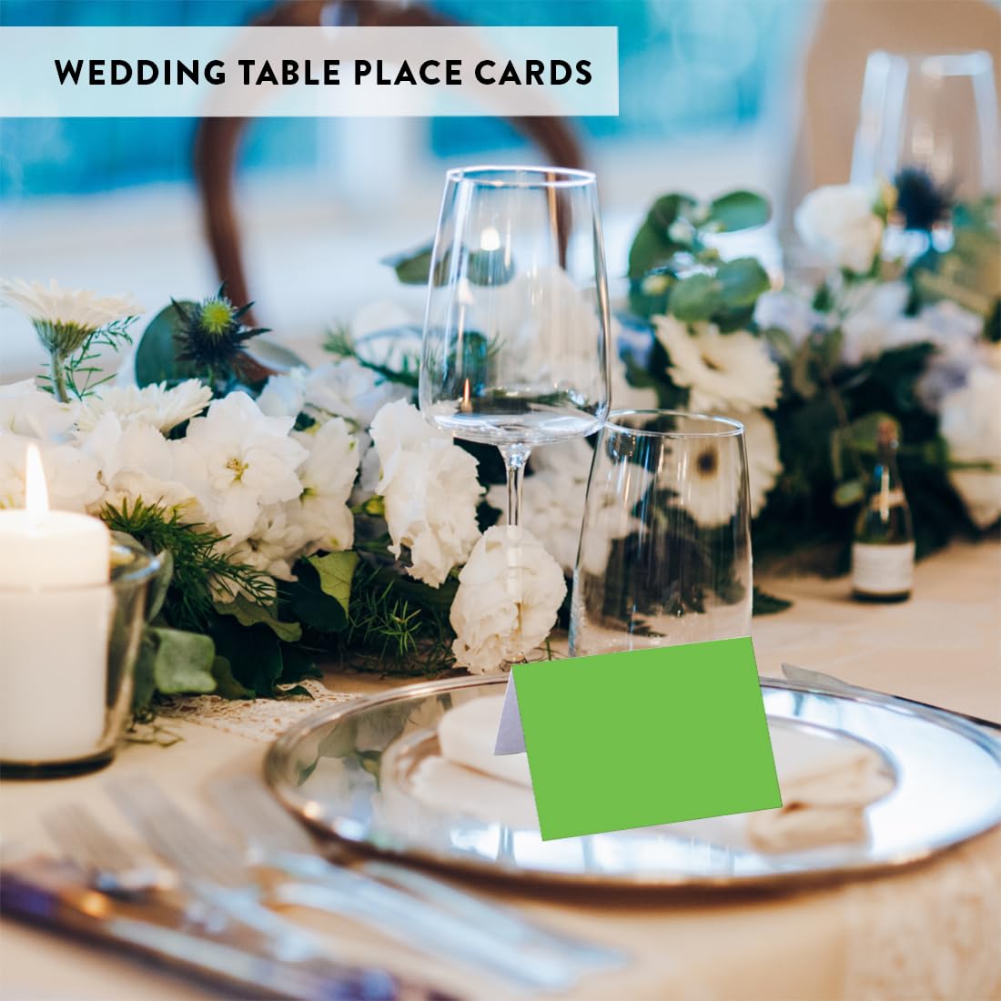 Andaz Press Table Tent Printable Place Cards, Kiwi Green 20-Pack, Seat Placement Cards Place cards Table Settings Name Cards for Baby Bridal Wedding School Graduation Food Cards Lime Green Place Cards