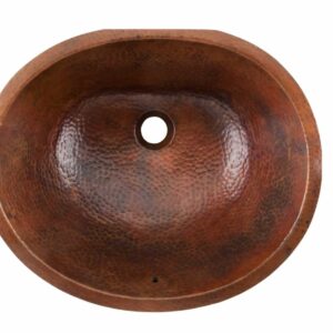 Sinkology SB207-19AG Freud Undermount Oval Handmade Pure Solid Bathroom Overflow, 19-1/4", Aged Copper Bath Sink