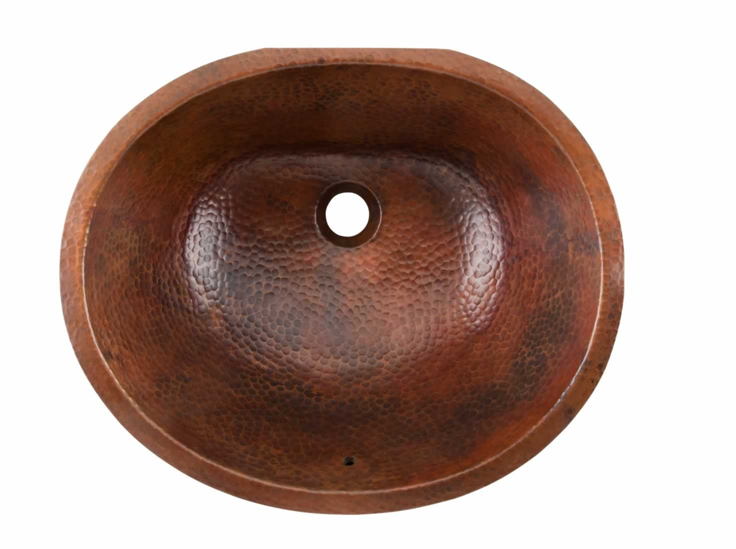 Sinkology SB207-19AG Freud Undermount Oval Handmade Pure Solid Bathroom Overflow, 19-1/4", Aged Copper Bath Sink