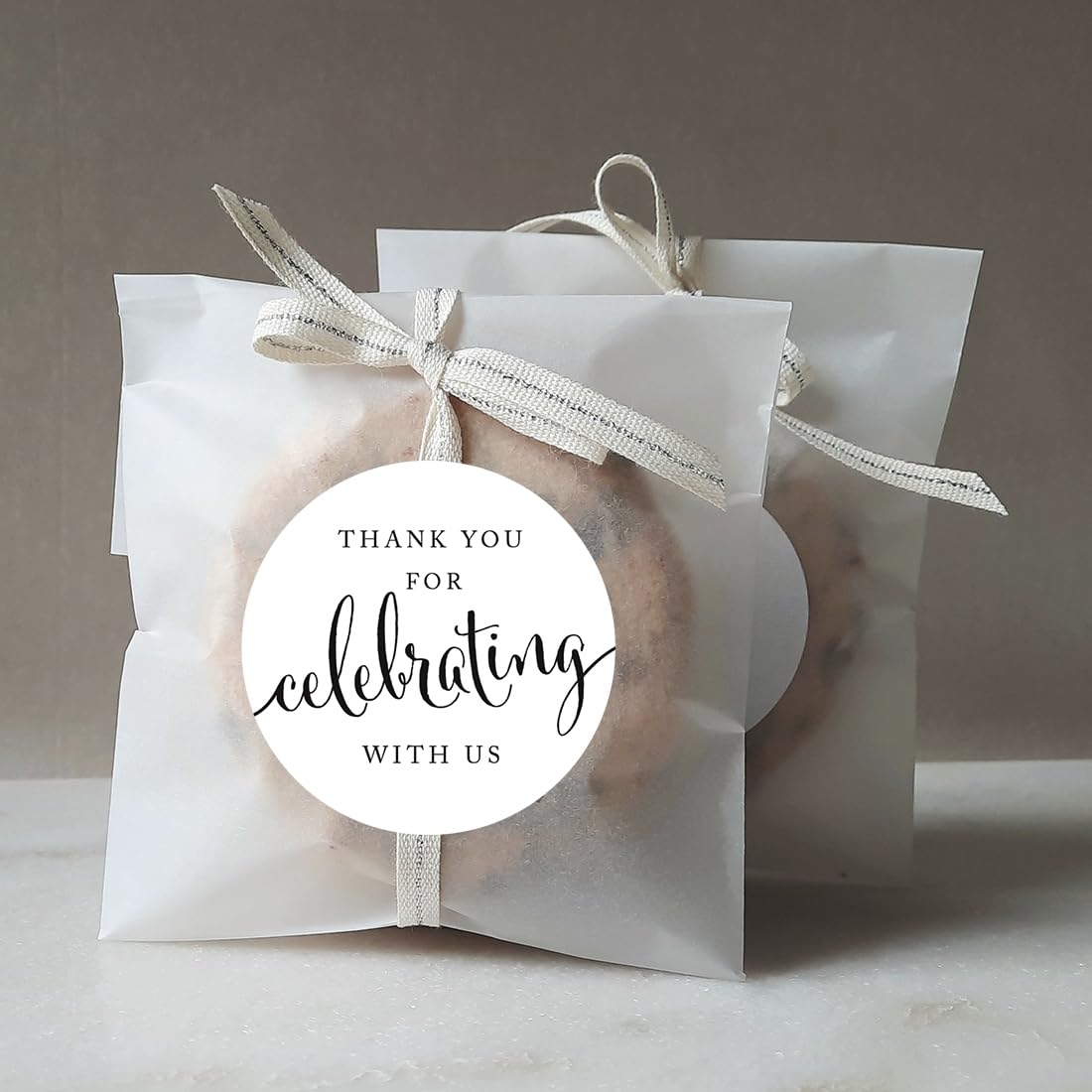 Andaz Press Circle Gift Label Stickers, Thank You for Celebrating with Us, White, 40-Pack, Round Thanks Label Thank You Wedding Stickers Thank You Stickers 2 Inch Wedding Stickers for Favors