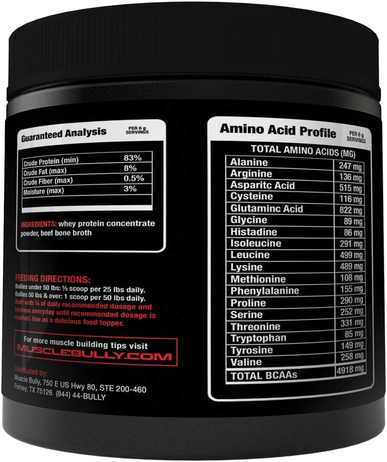 Muscle Bully Protein Supplement for Dogs - Supports Muscle Growth, Size and Recovery. Formulated for Bull Breeds (Pit Bulls, American Bullies, French Bulldogs & Bulldogs) (60 Servings)