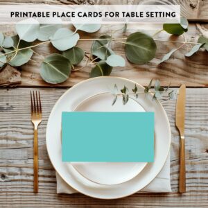 Andaz Press Table Tent Printable Place Cards, Diamond Blue 20-Pack, Seat Placement Cards Blank Place Cards For Table Settings Name Cards for Baby Bridal Wedding Shower, School Graduation Food Cards