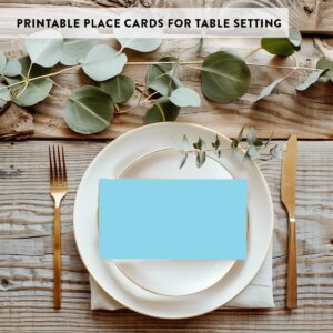 Andaz Press Table Tent Printable Place Cards, Baby Blue 20-Pack, Seat Placement Cards Place cards Table Settings Name Cards for Baby Bridal Wedding Shower, School Graduation Food Cards