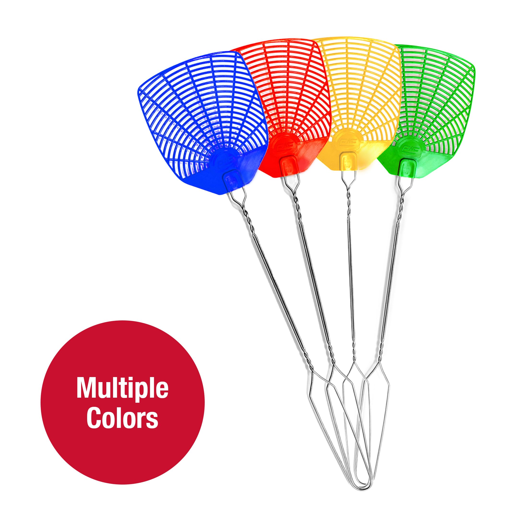 PIC Wire Metal Handle Fly Swatters (Colors May Vary), 6 Pack