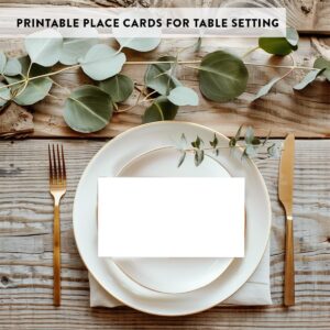 Andaz Press Table Tent Printable Place Cards White 20-Pack Seat Placement Cards Blank Place Cards For Table Settings Name Cards for Bridal Wedding Shower School Graduation Food Cards White Place Cards