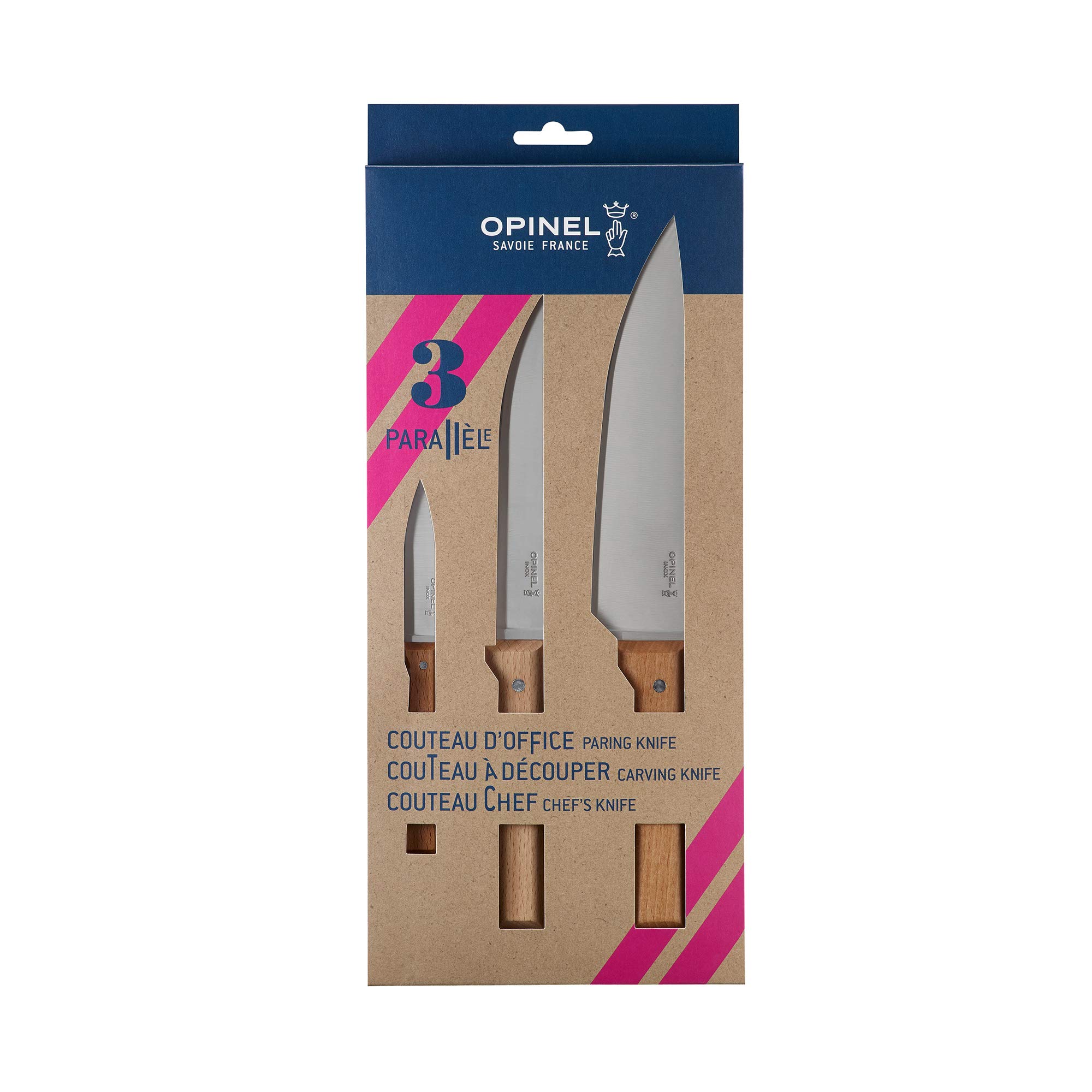 Opinel Parallele Trio 3-Piece Kitchen Knife Set