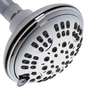 showermaxx luxury spa series shower head, 6 spray setting, 4.5 inch adjustable high pressure shower head fixture for hard water, 360-degree tilt massage shower system - polished chrome shower head