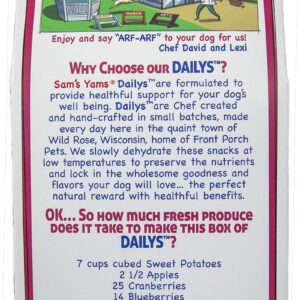 Sams Yams Sweet Potato Dog Treats, Healthy Dog Treats for Large, Medium or Small Breed Dogs, Vegan Sweet Potato Dog Chews Made in USA - Sam's Yams DAILY's Berry Yammy Recipe Dog Snacks, 7oz