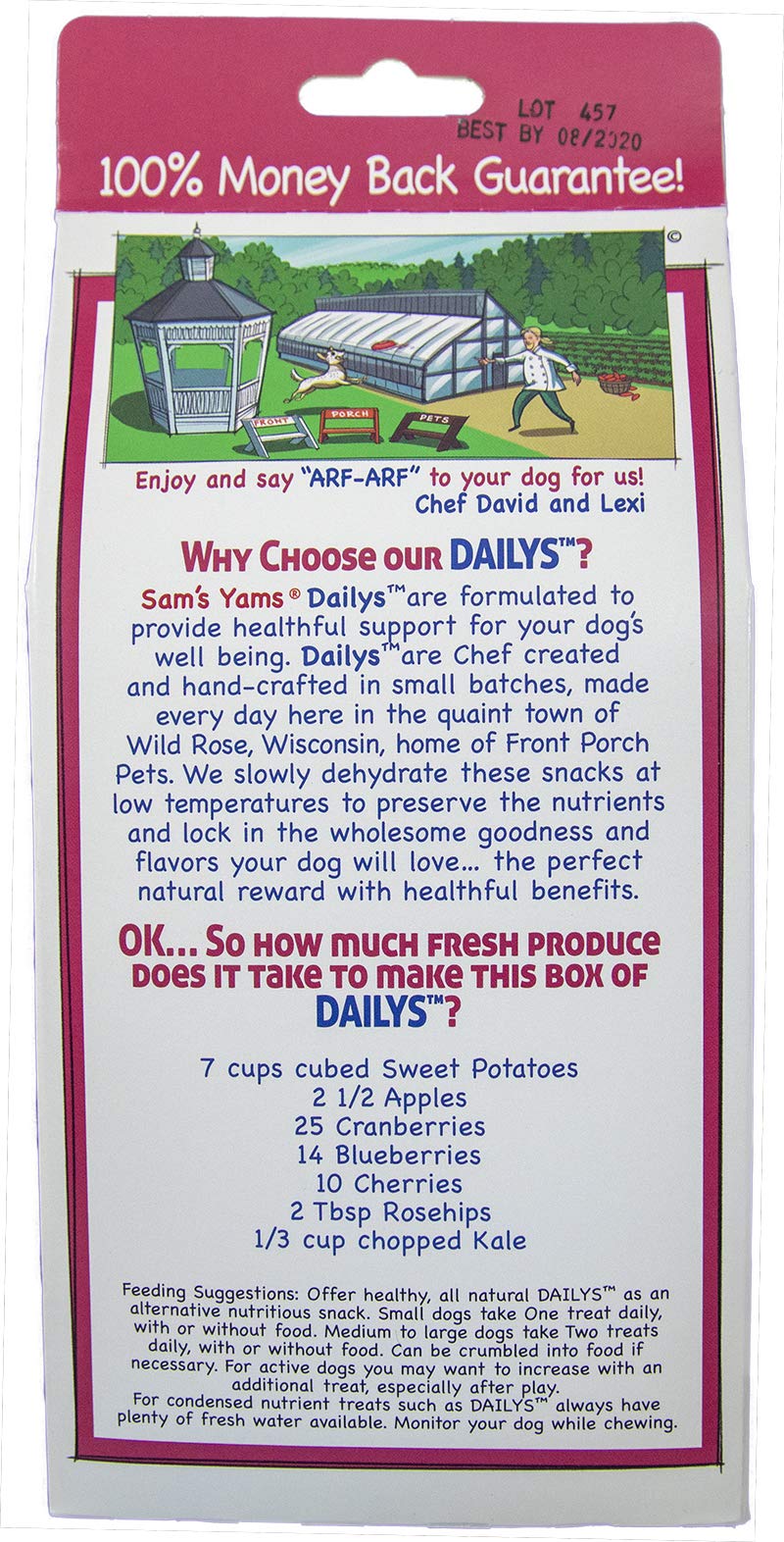 Sams Yams Sweet Potato Dog Treats, Healthy Dog Treats for Large, Medium or Small Breed Dogs, Vegan Sweet Potato Dog Chews Made in USA - Sam's Yams DAILY's Berry Yammy Recipe Dog Snacks, 7oz