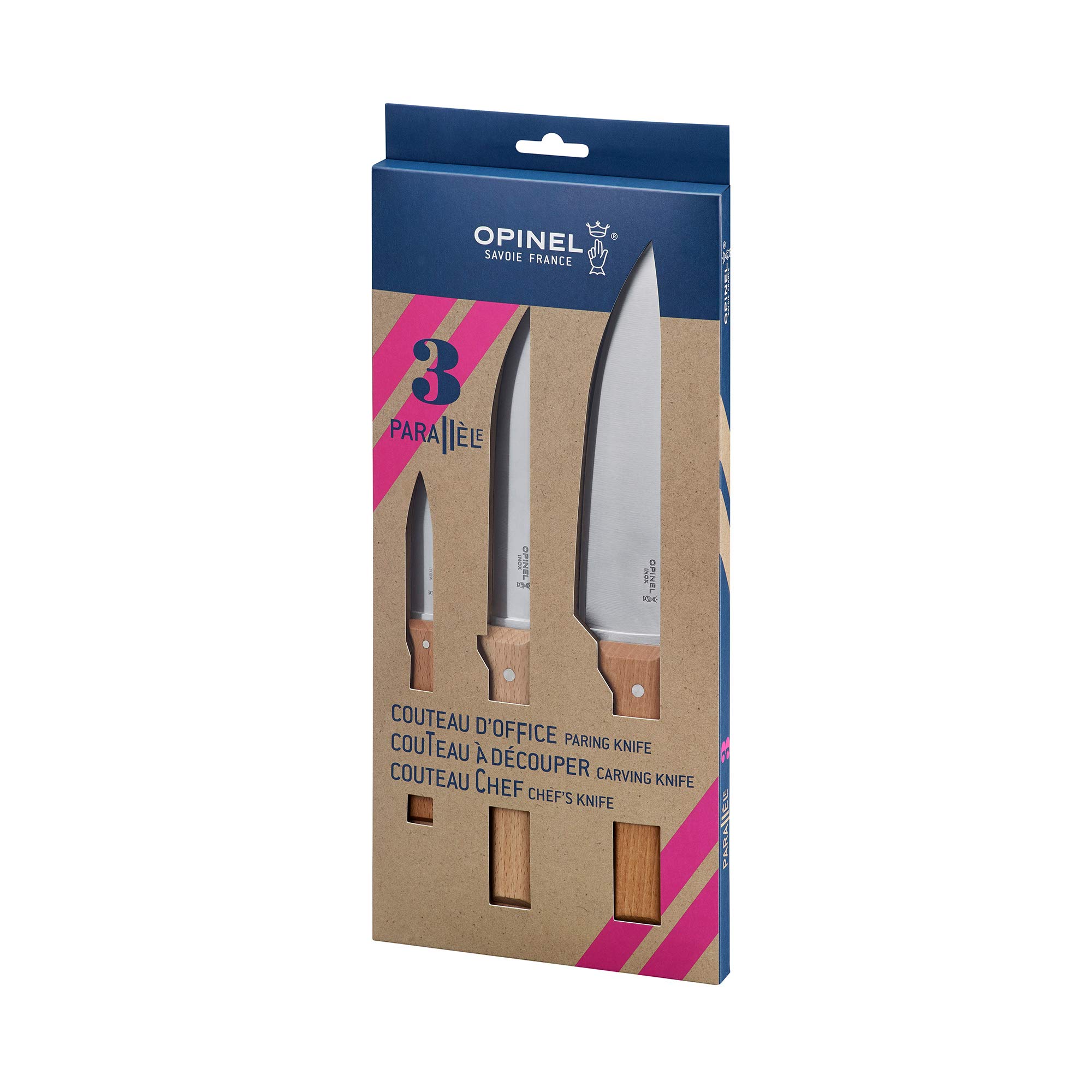 Opinel Parallele Trio 3-Piece Kitchen Knife Set