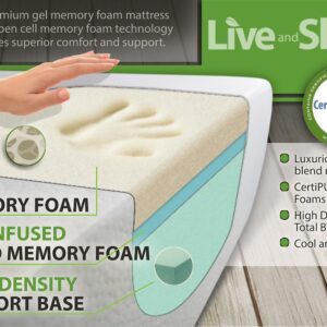 Live and Sleep Elite - Queen Size Memory Foam Mattress in a Box - Cooling Bed in a Box - Firm Support, CertiPUR Certified - Queen Size Bed