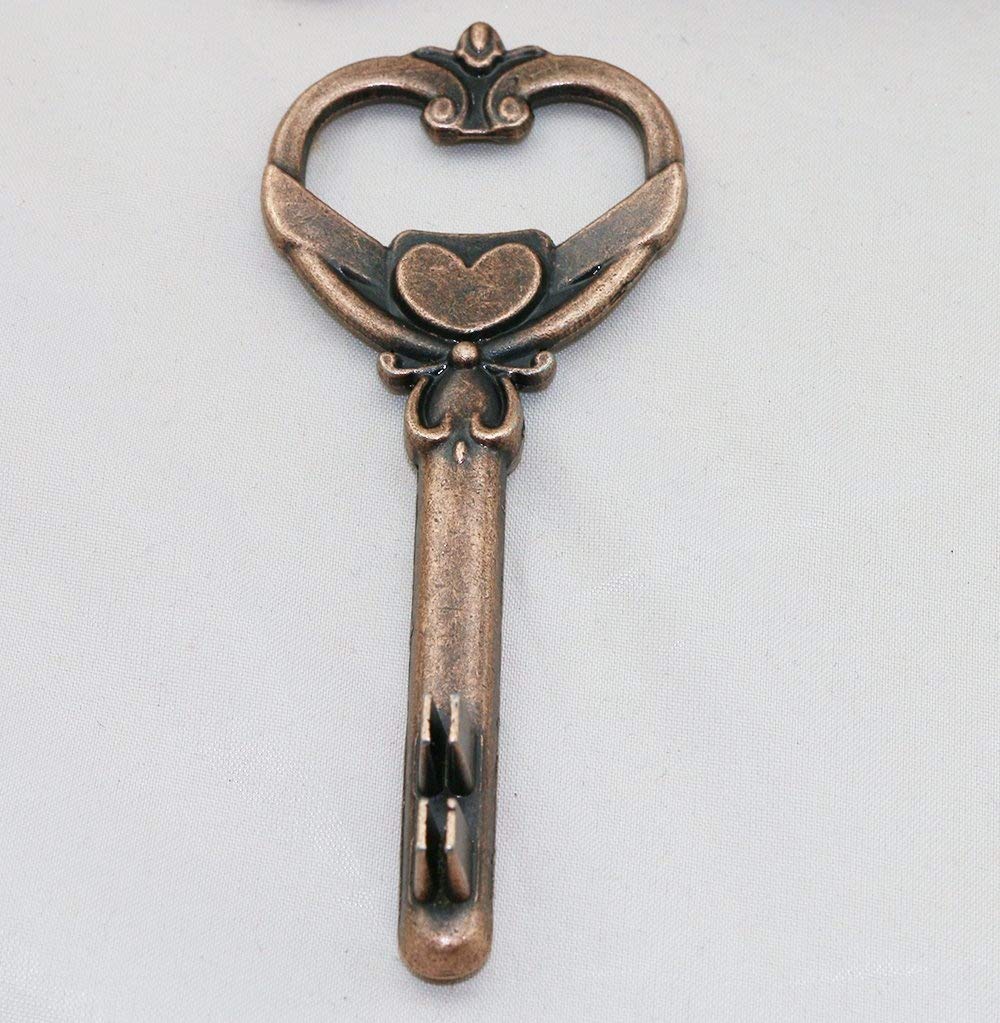 40pcs Multi Function Antique Skeleton Key Heart Shaped Bottle Opener Place Card Holder Wedding Favor Rustic Decoration