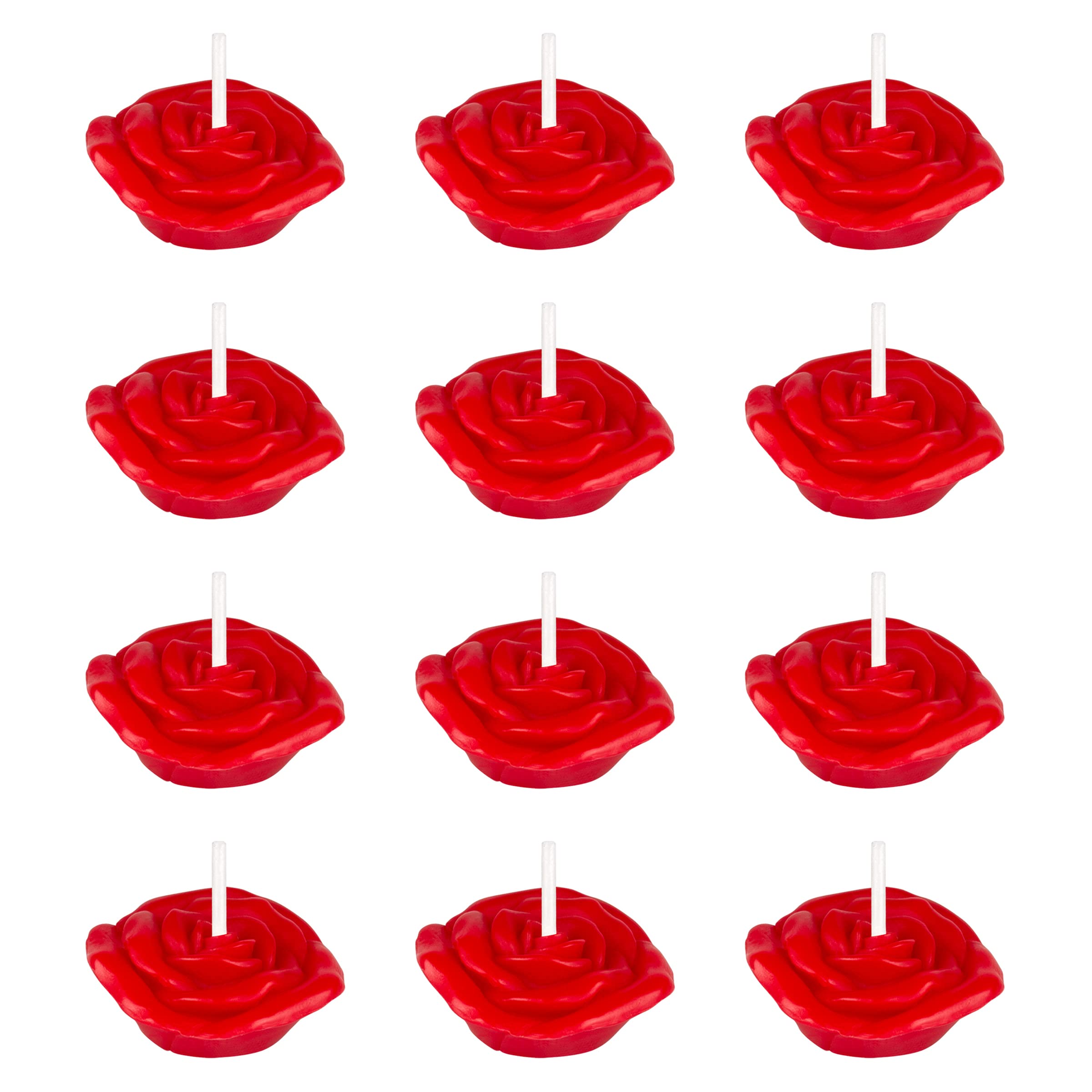 Mega Candles 12 pcs Unscented Red Floating Rose Petals Flower Candle, Hand Poured Paraffin Wax Candles 1.5 Inch Diameter, Home Décor, Wedding Receptions, Baby Showers, Birthdays, Parties & More