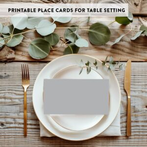 Andaz Press Table Tent Printable Place Cards, Gray 20-Pack, Seat Placement Cards Blank Place Cards Table Settings Name Cards for Baby Bridal Wedding, School Graduation Food Cards Grey Place Cards