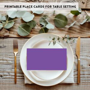 Andaz Press Table Tent Printable Place Cards, Purple 20-Pack, Place Cards For Table Settings Name Cards For Baby Bridal Wedding Shower, School Graduation Food Cards Table Name Cards